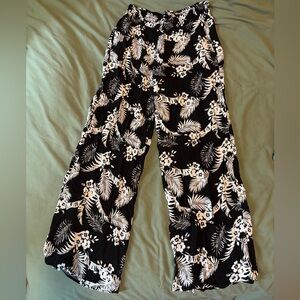 Blue Rain Black and White Floral Pants